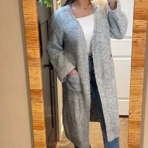 En Creme Light Gray Long Cardigan